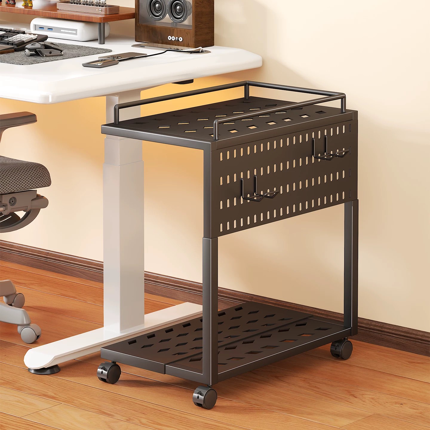 Office Furniture Brands - حامل كمبيوتر مكتبي متحرك تحت الطاولة