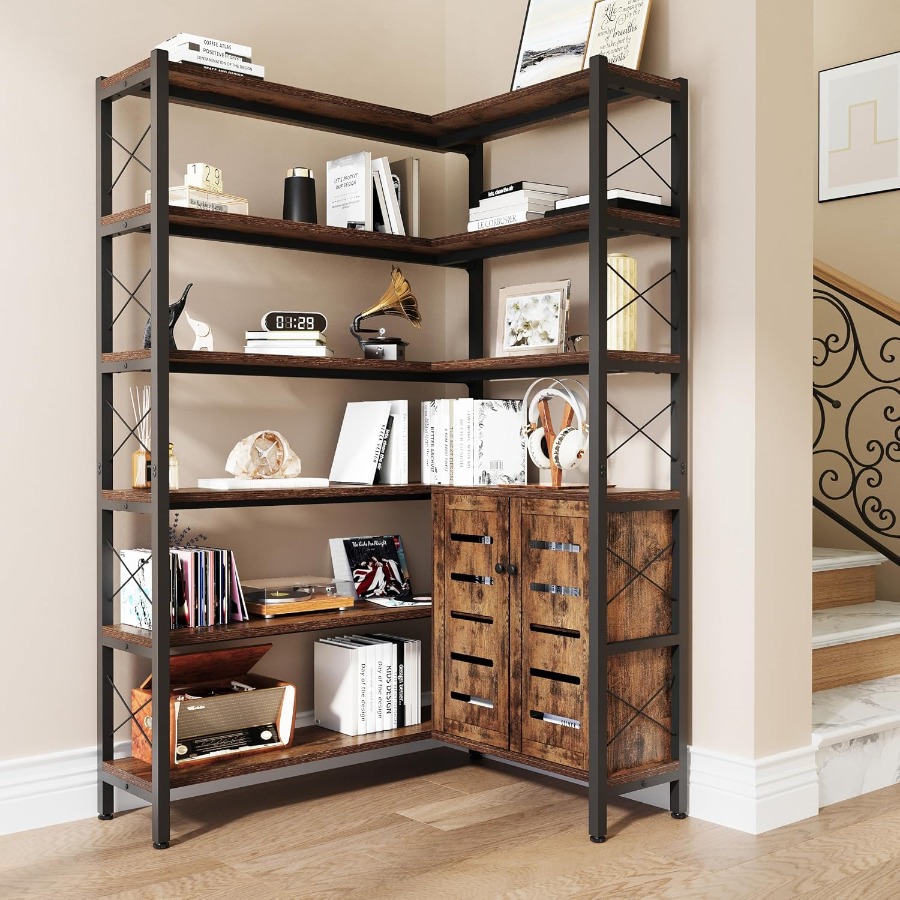 Bookshelf - رف كتب زاوي بستة أرفف لغرفة